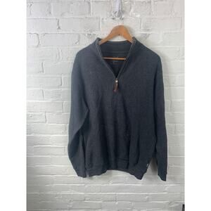 Woolrich Men's 1/4 Zip Waffle Knit Pullover Sweater Long Sleeve Gray Size M